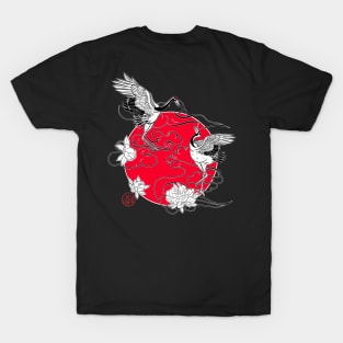 Cranes in love and Japanese peonies T-Shirt